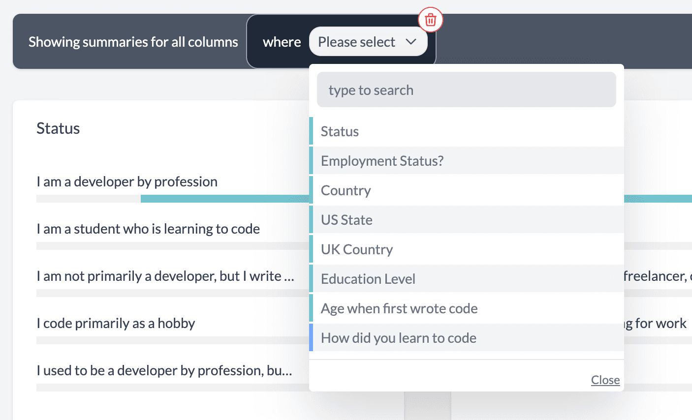 AddMaple Filter Select menu